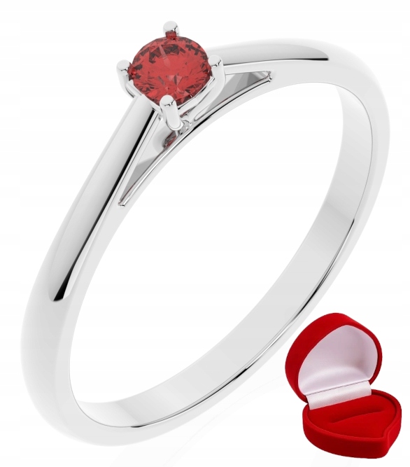 Zlatý Prstýnek 585 14k Rubín 0,09 ct Bílé Zlato R29