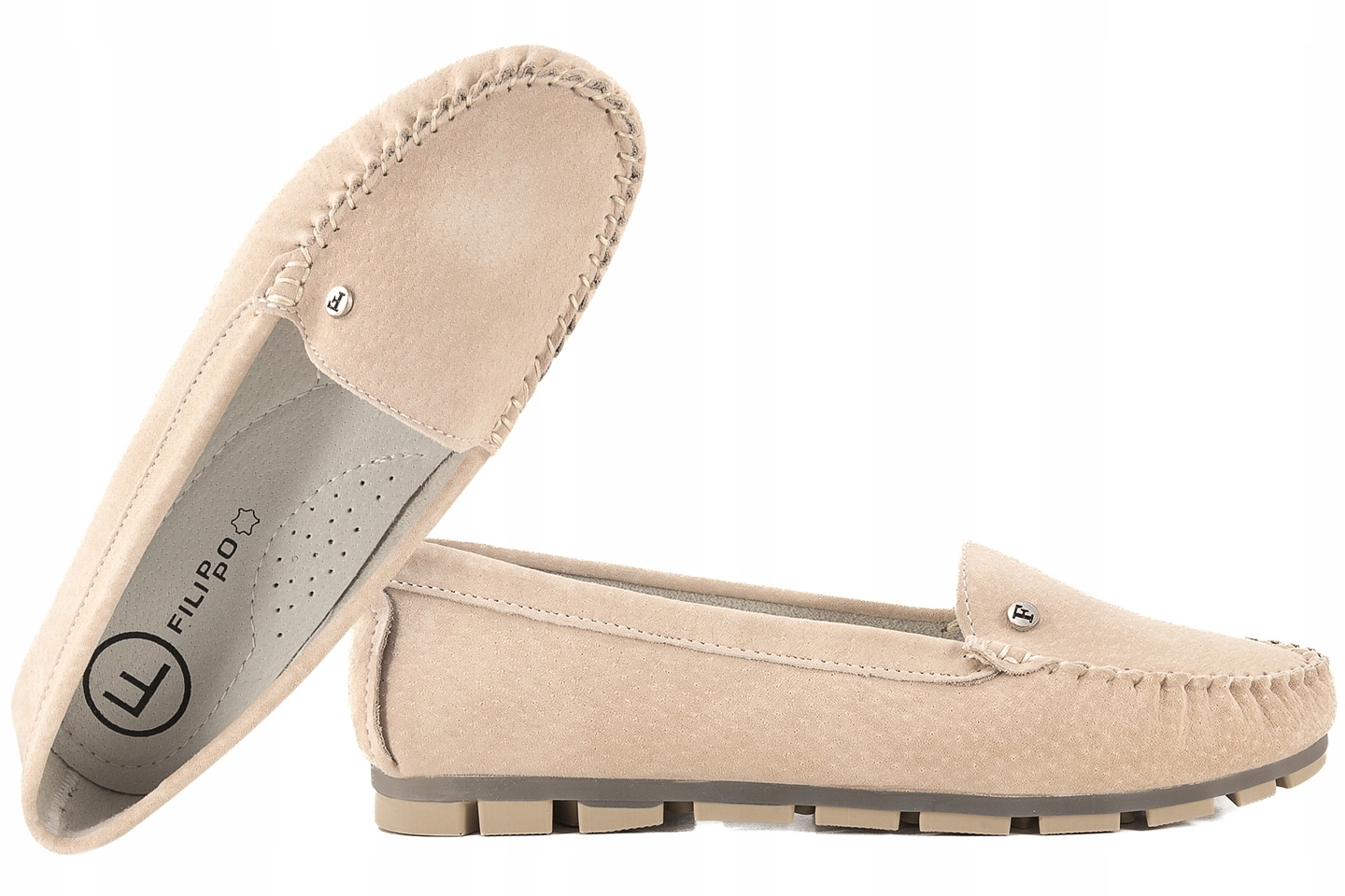Filippo DP2037 Semišové Mokasíny Dámské Kožené Polobotky Béžové 37