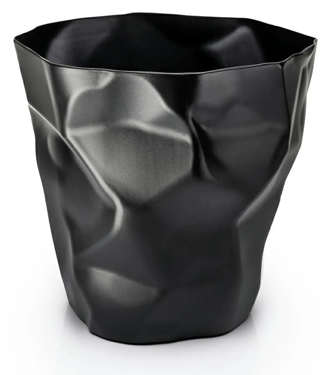 Kosz na śmieci 8L czarny okrągły design 3D pod biurko efekt papieru
