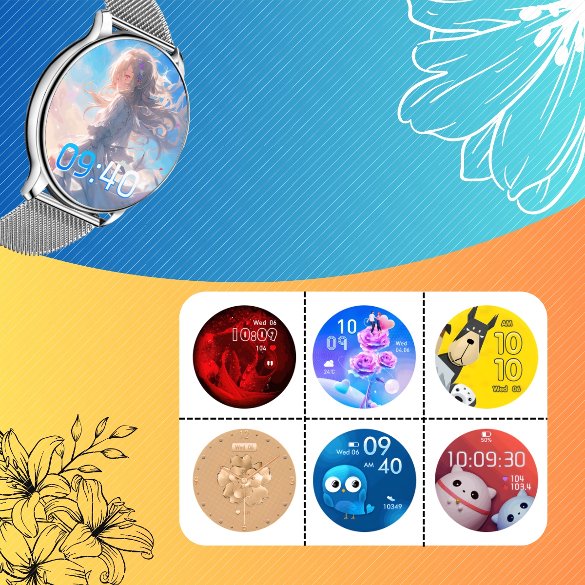 SMARTWATCH DAMSKI ZEGAREK ROZMOWY MENUPL ZDROWIE SPORT POWIADOMIENIA 2paski Marka DEVILL