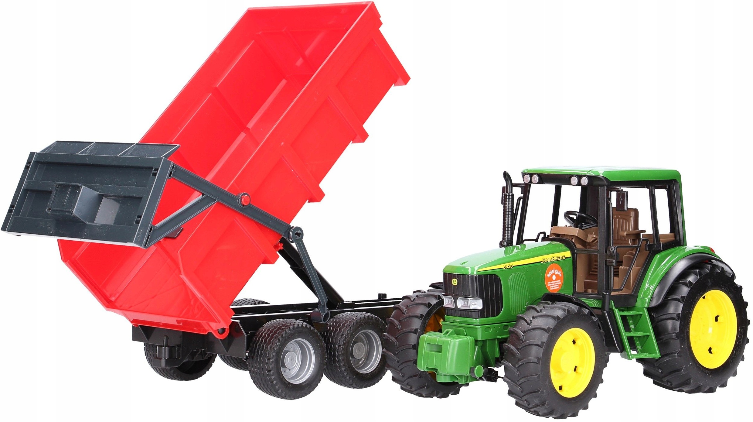 

Bruder 02057 John Deere z czerwoną przyczepą