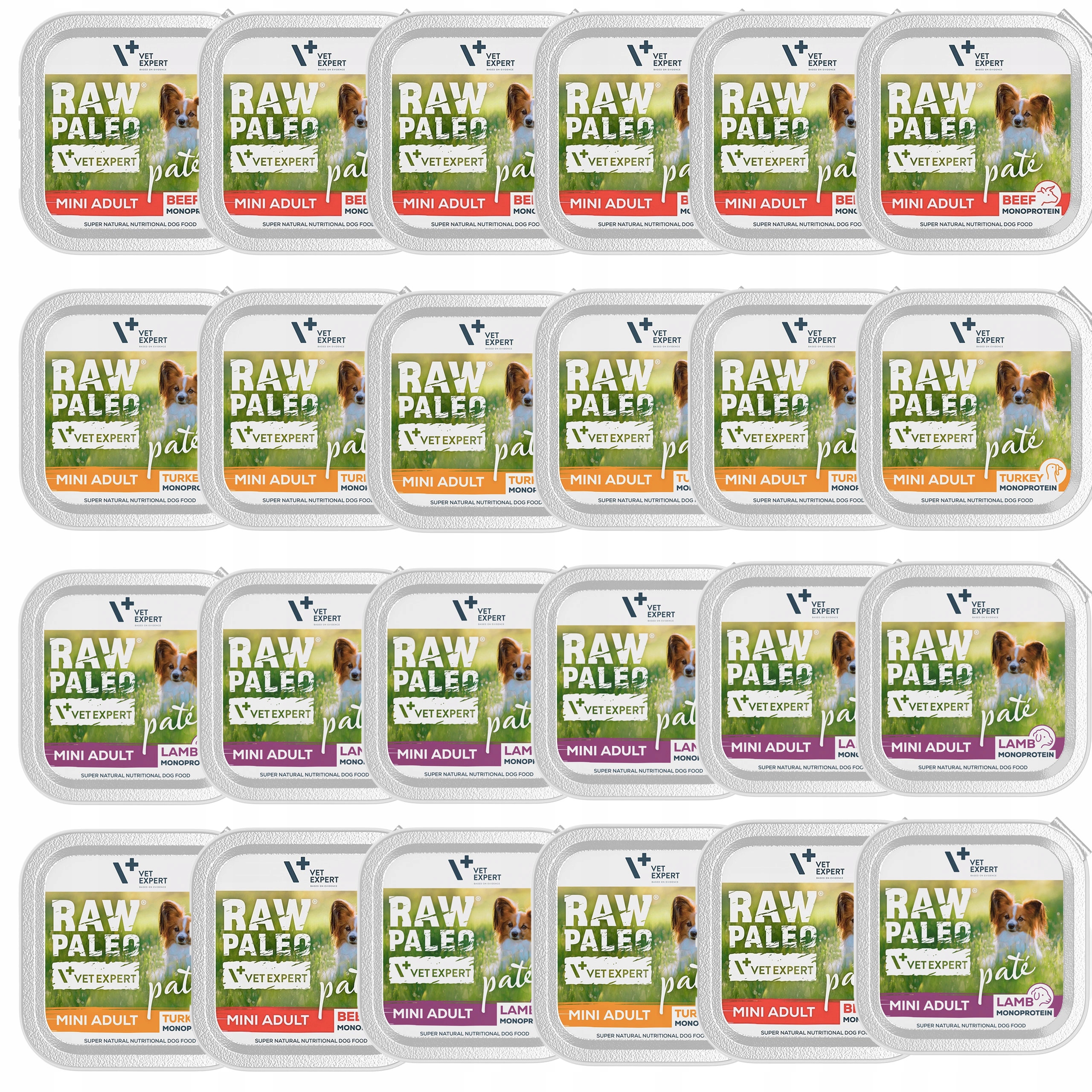 Raw Paleo Pate Mini Adult Mix Smaków karma dla psa mokra 24 x 150g bez zbóż
