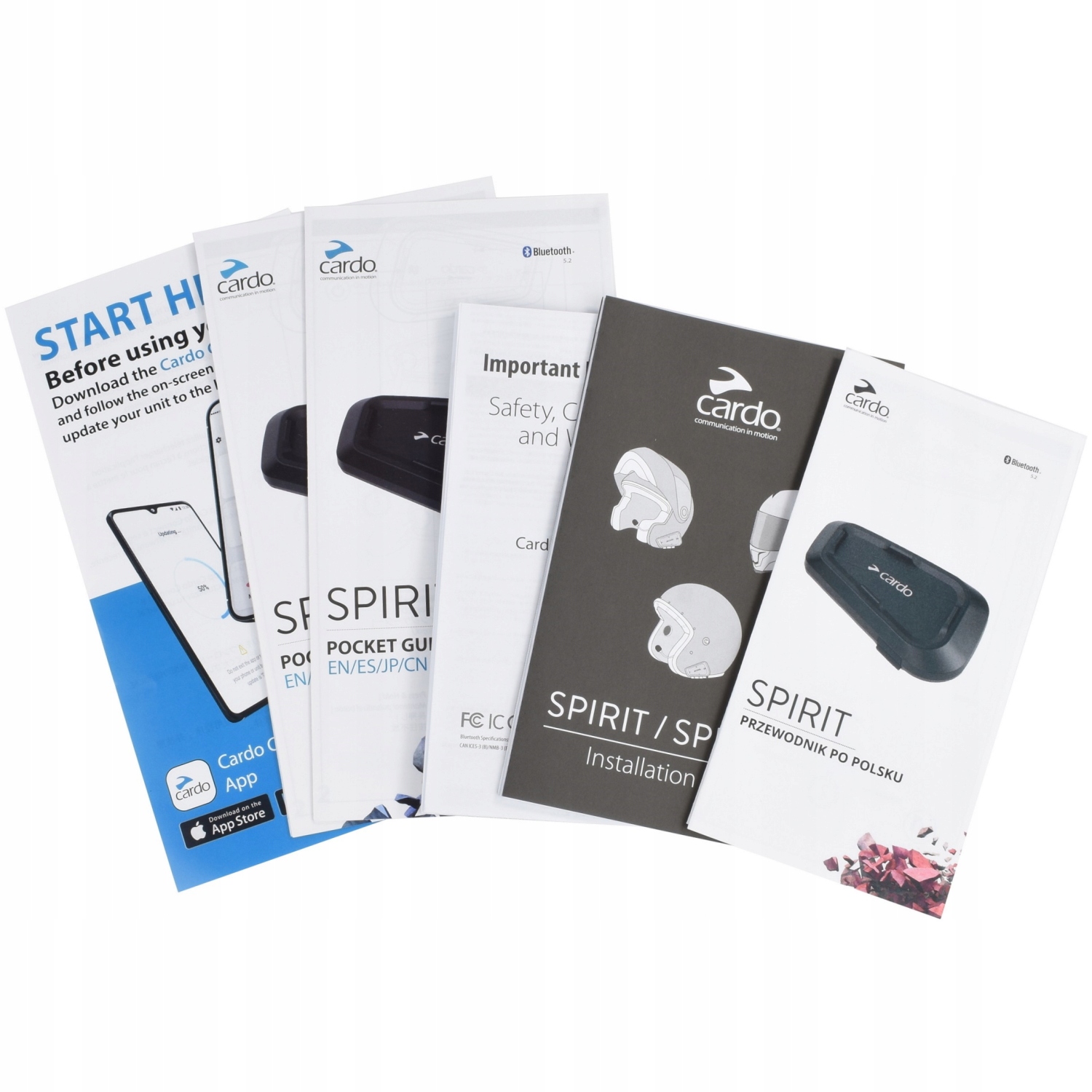 Interkom motocyklowy Cardo Spirit HD Additional Functions phone pairing navigation pairing FM radio mp3 player