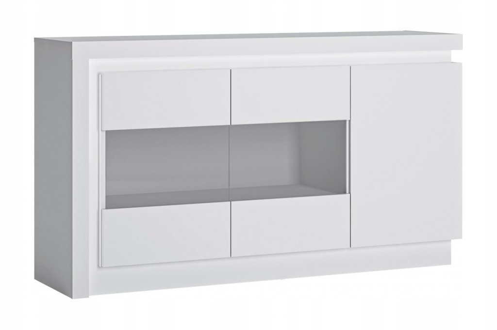 Komoda Biała Lyon Biały 02 połysk 156 x 89 x 42 Meble Wójcik nowoczesna Led