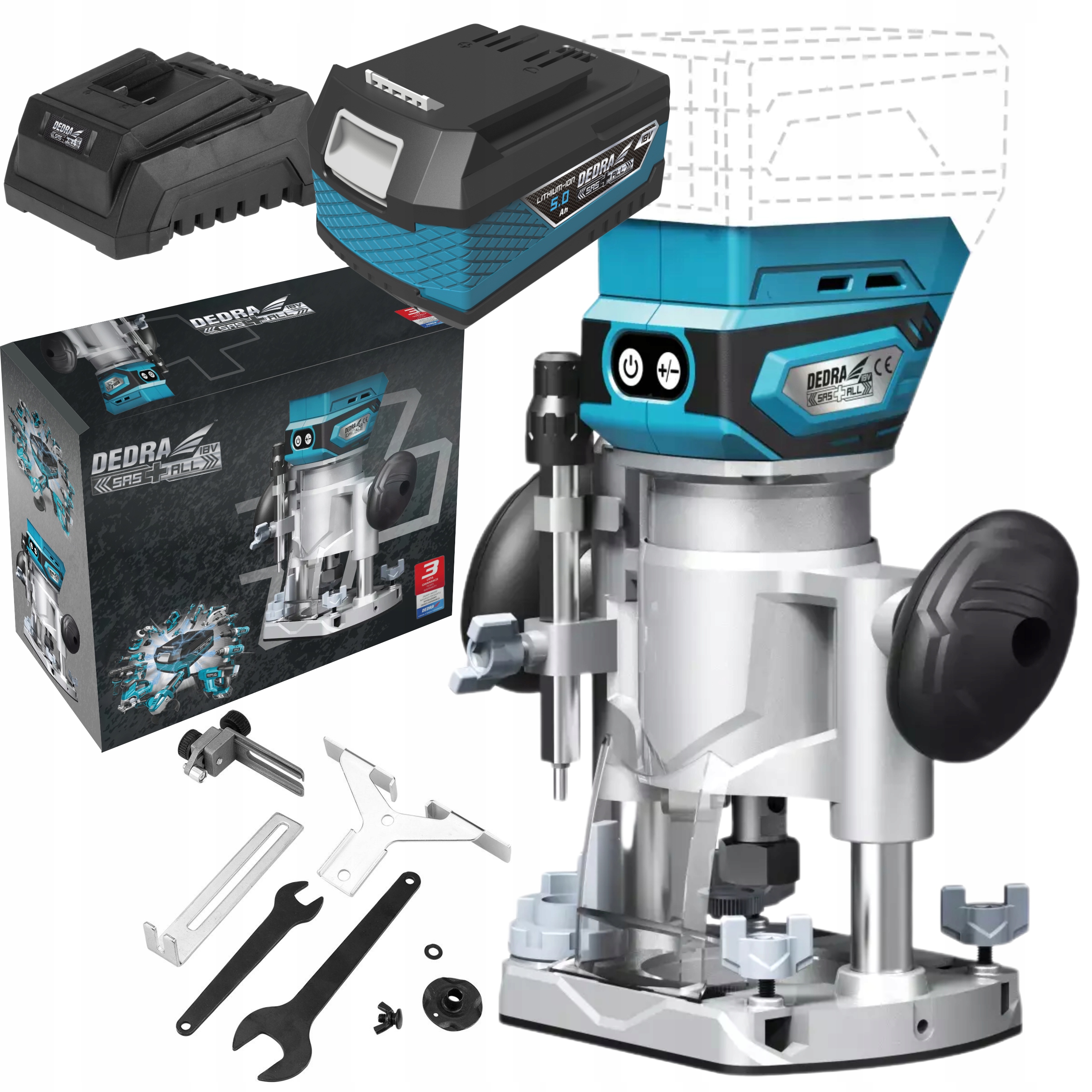 DEDRA FREZARKA GÓRNOWRZECIONOWA BEZSZCZOTKOWA 18V 28000RPM UCHWYT 6-8mm 5Ah