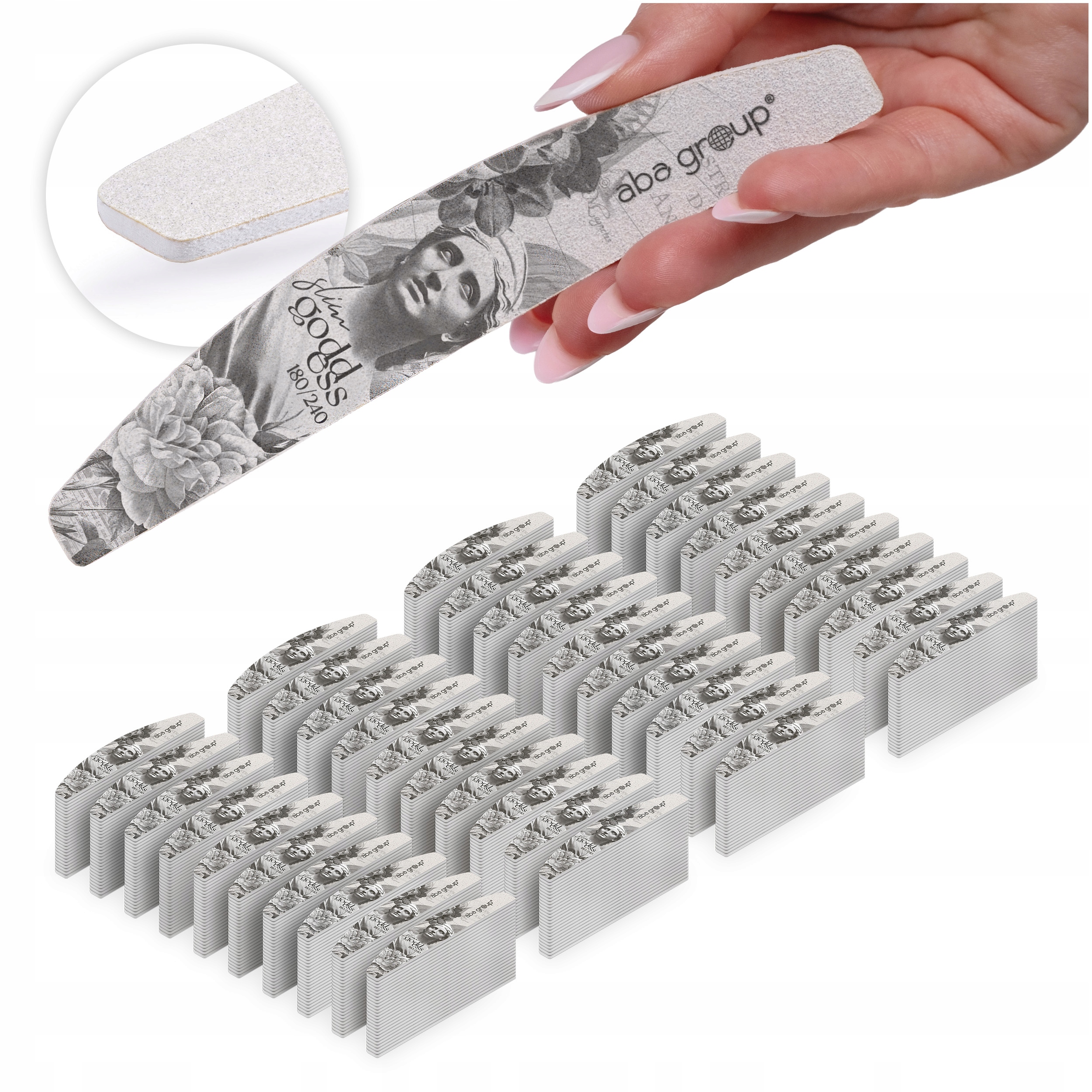 pilník na nehty Loďka 180/240 Slim Sada 1000 ks Goddess Aba Group