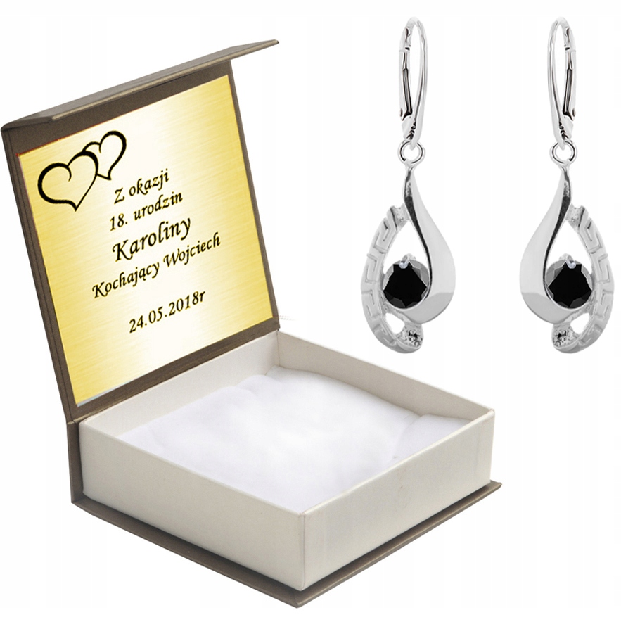 

Kolczyki Z Czarnymi Cyrkoniami Angielsk.zap+grawer