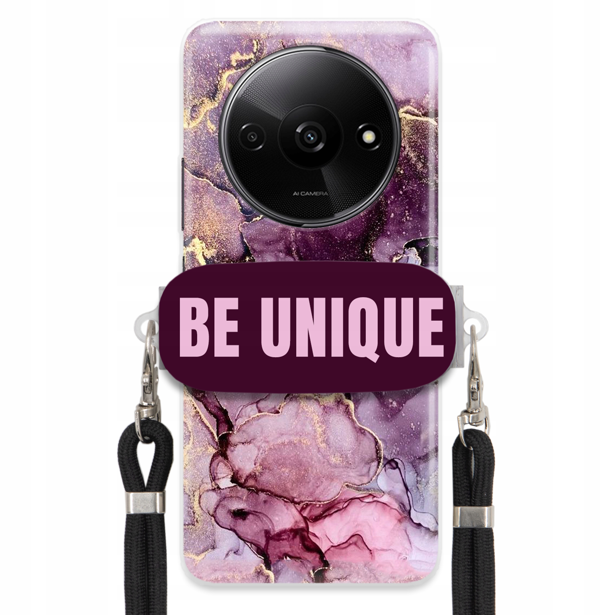 Pouzdro pro Xiaomi Redmi A3 4G Pouzdro úchytka Šňůra Černá Fialová Mramorová