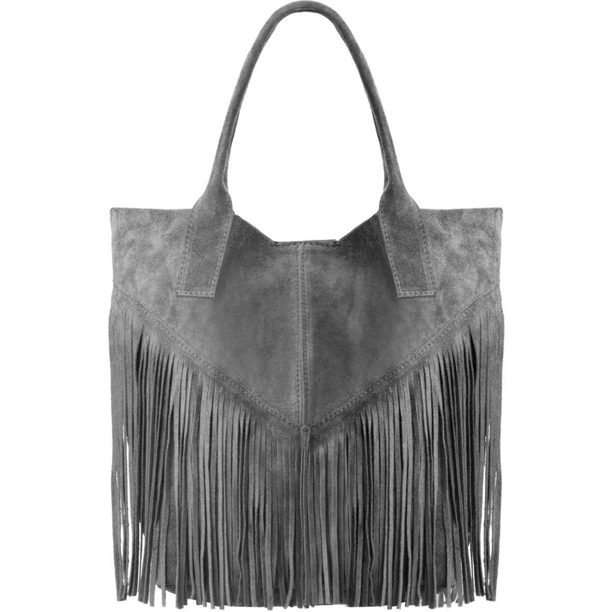 Taška Italská Taška Vera Pelle Semišová Kožená Shopper Velká Boho