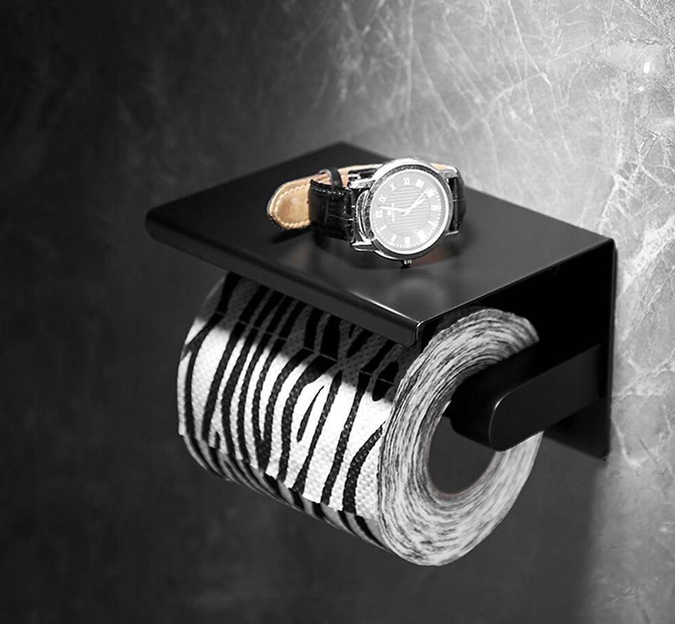 Uchwyt na papier Loft Toaletowy z półką Czarny WC matowy Marka inna