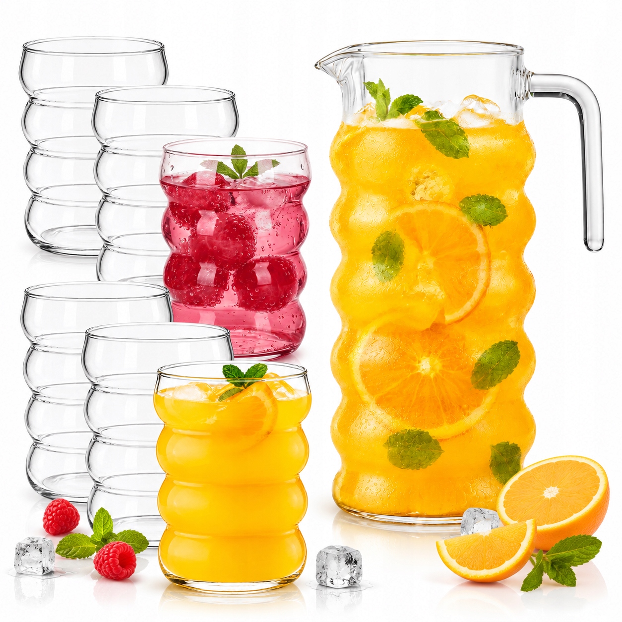 Sada Džbánků 1 L Karafa Na Vodu Nápoje Džus Limonáda Sada Sklenic