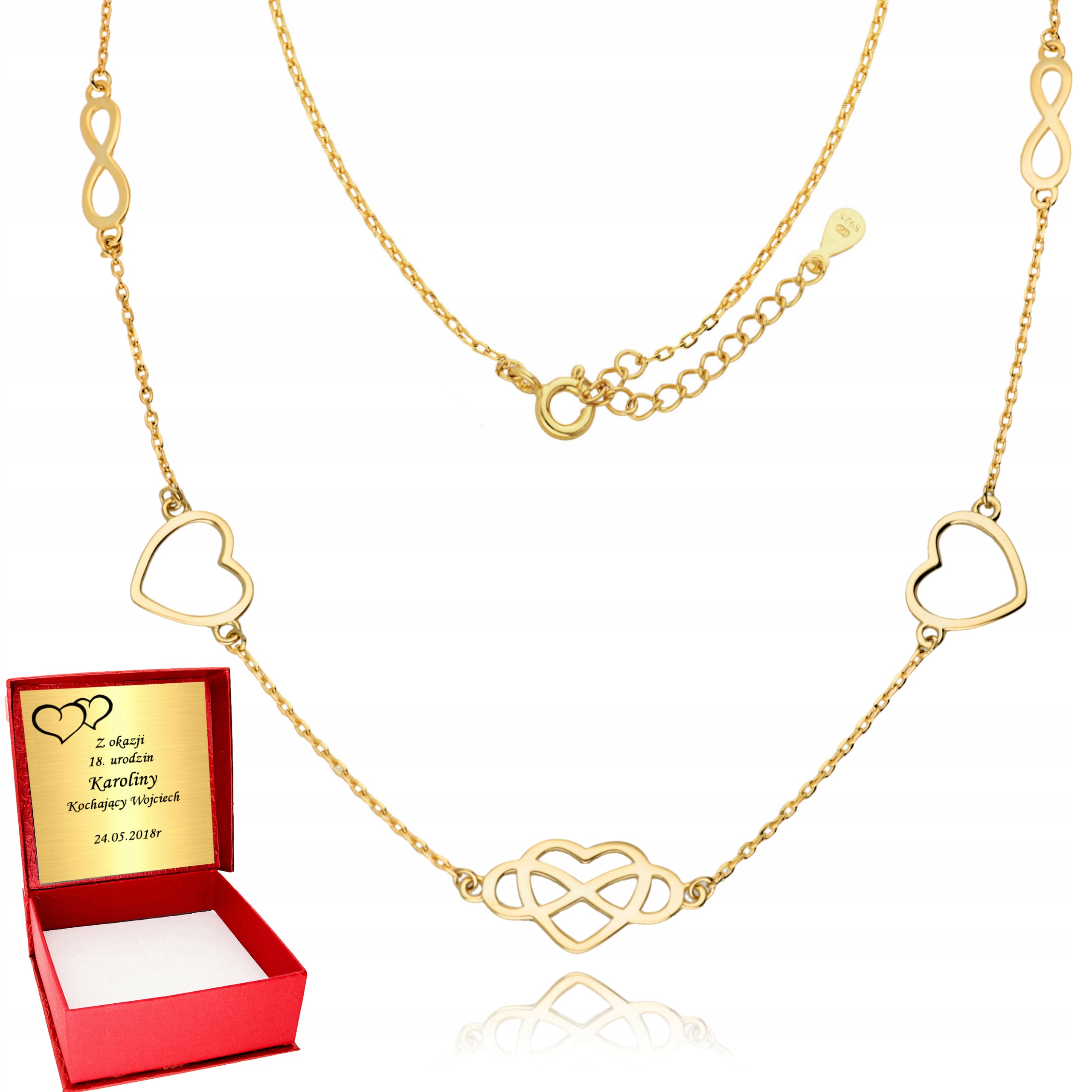 

Złoty Łańcuszek Naszyjnik Nieskończoność Serce