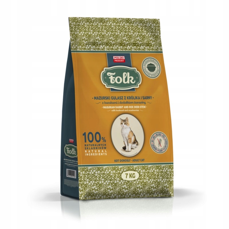 Levně Folk suché krmivo pro kočky Mazurský králík a zvěřinový guláš 7 kg