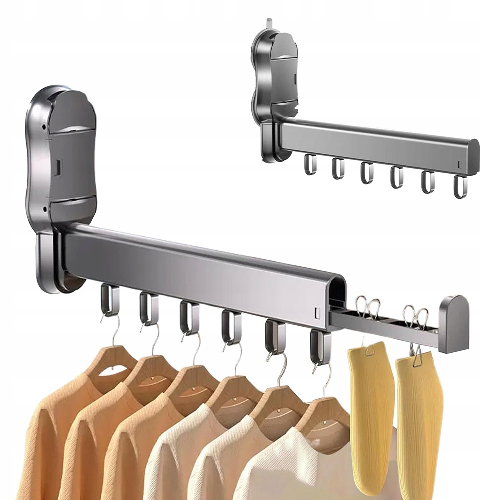 Levně Sušák Bez Vrtání, 6 Skládacích Háčků Do Koupelny