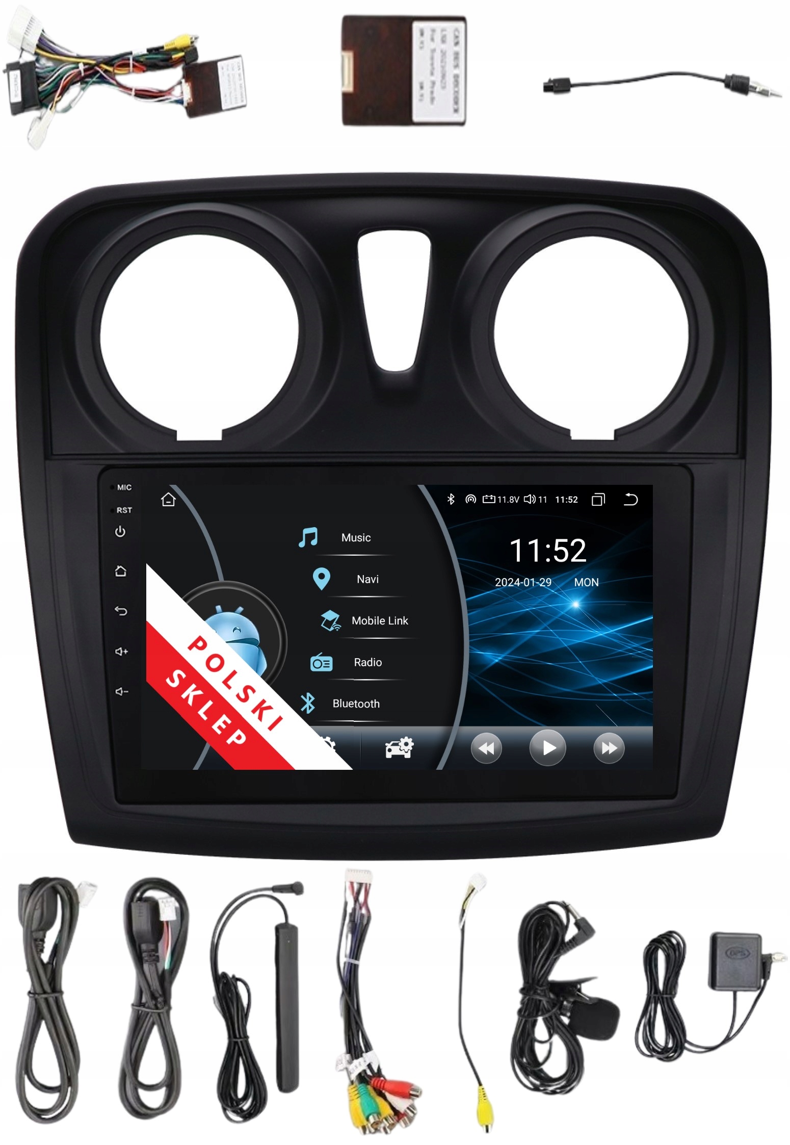 Rádio Navigace Android Dacia Logan 2 Sandero 2 2/32 Gb Dsp Carplay Lte