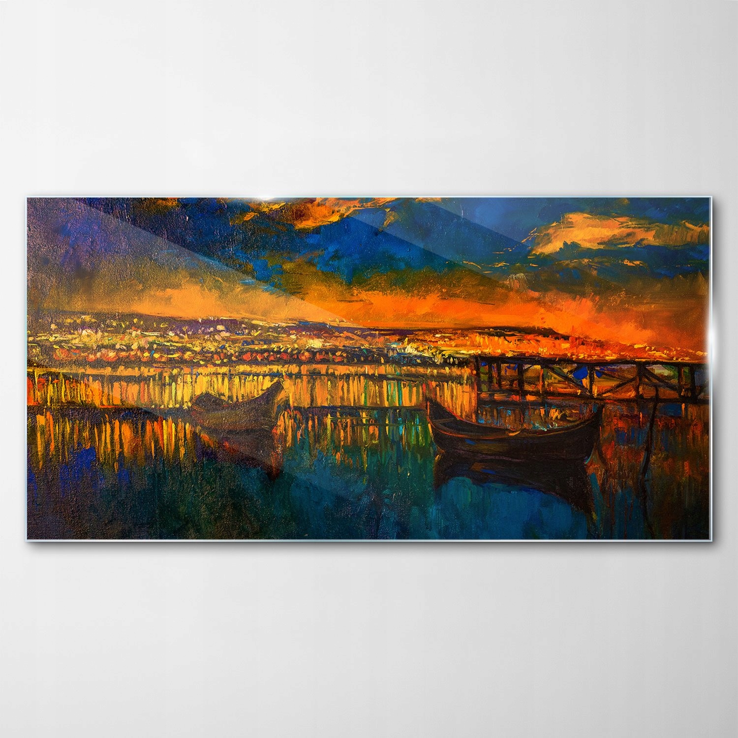 Tvrdený sklenený obraz Loďka Noc svetla 120x60