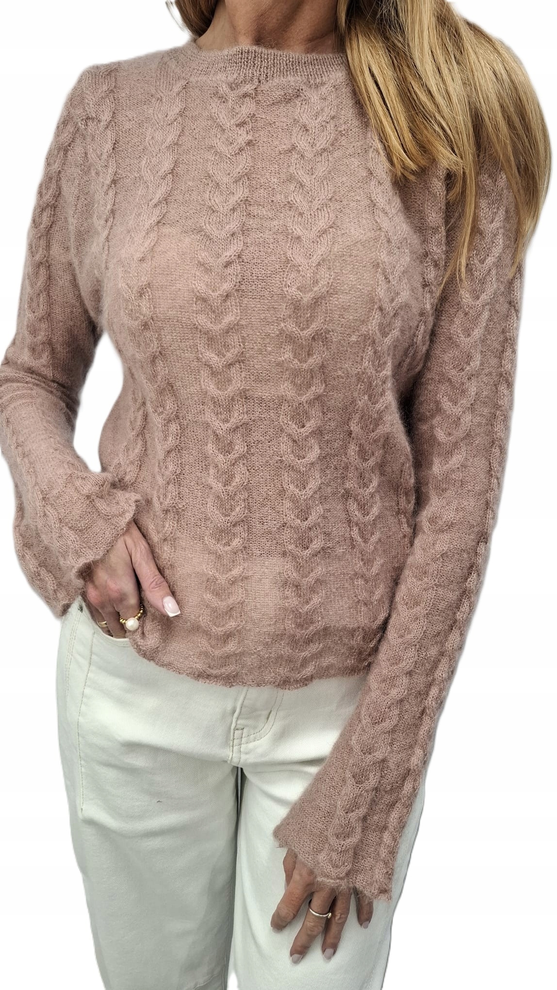 Cocomore Yarn Premium Svetr s copánky Kid Moher Starorůžová Nový