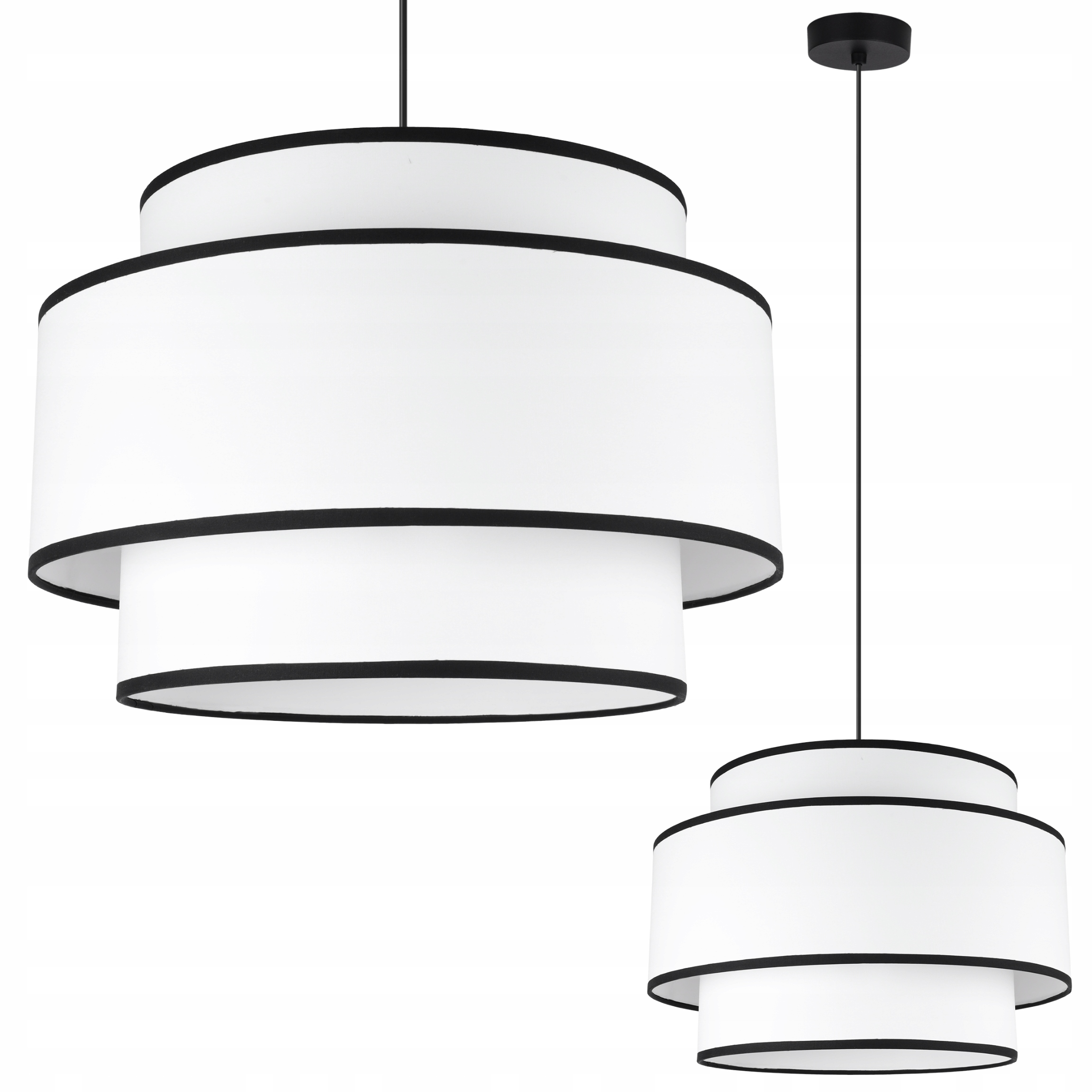 Závěsná Stropní Lampa Bílé Stínidlo Kulatý Velké 40 CM Glamour Pro Obývací Pokoj E27