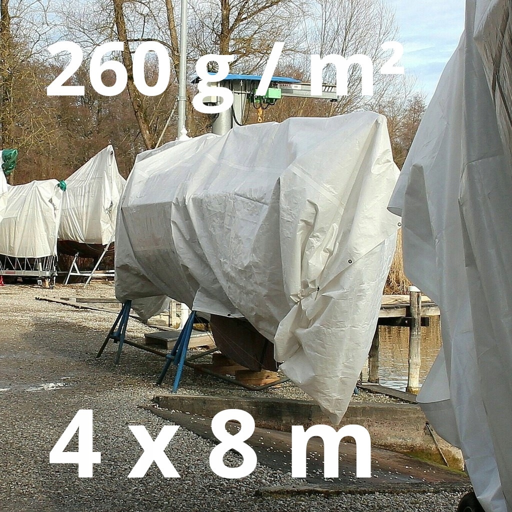Plachta 4×8 m 260 g/m² vyztužená s oky, Uv, voděodolná