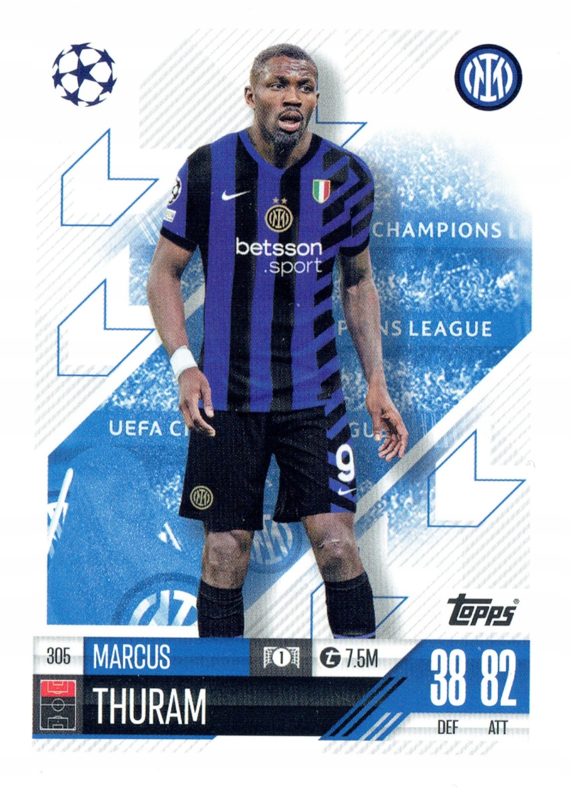 Topps Match Attax 2024-2025 Base Card 305 Marcus Thuram Inter
