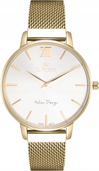 Zlaté dámské klasické zlaté hodinky, bílý náramek, elegantní ciferník