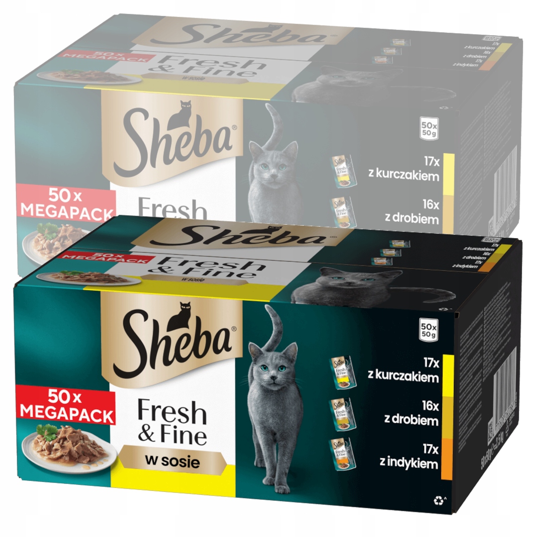 Levně Sheba Fresh&Fine Megapack sáčky 100 x 50 g Vlhké Krmivo pro kočky v omáčce