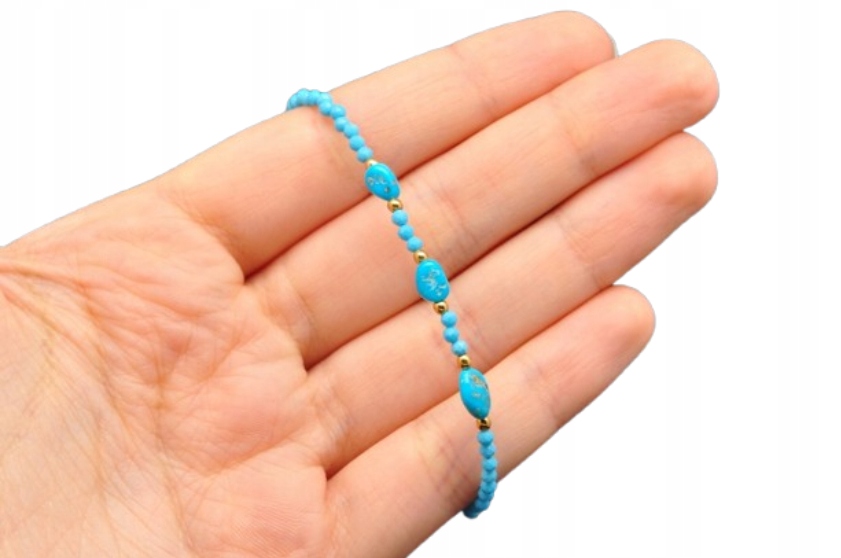 * Tyrkysová Arménie Nádherný Náramek Přírodní Minerál Č. 20 *