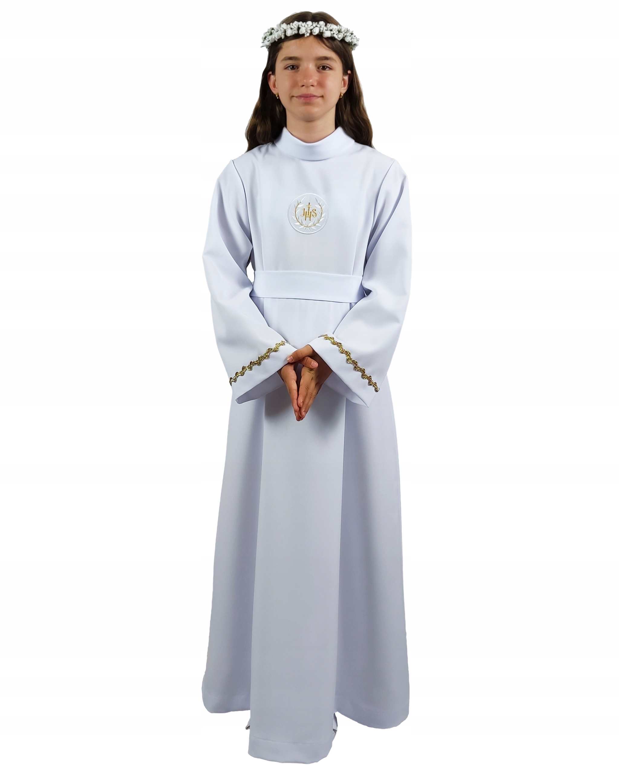 Alba komunijna - z szarfą dla dziewczynki - r. 128