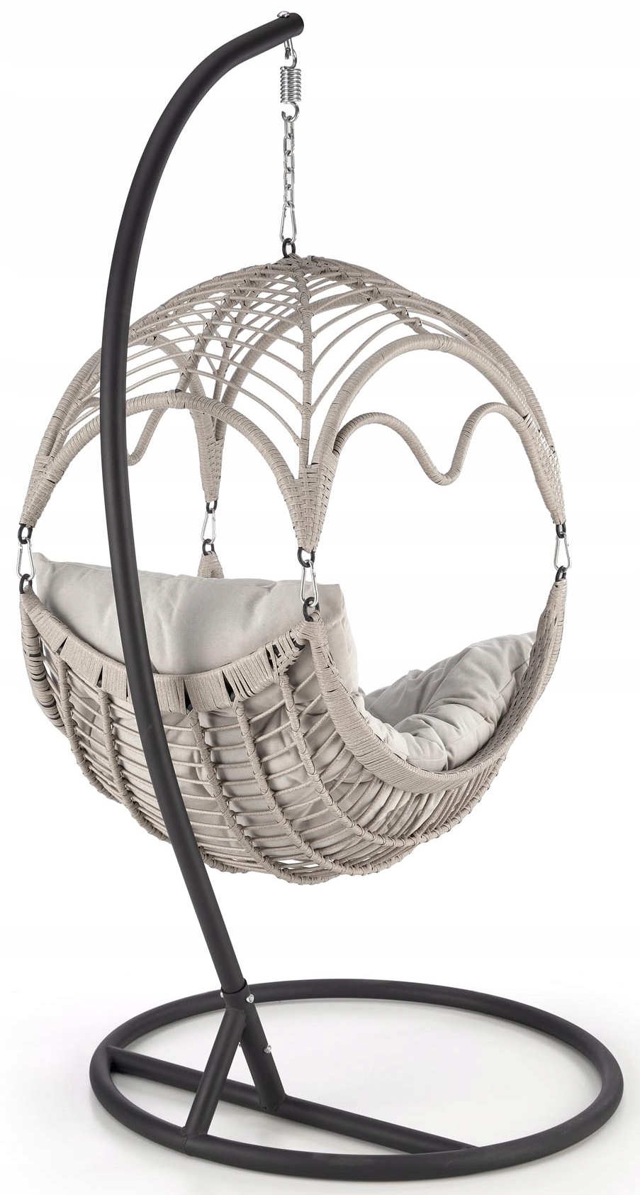 Fotel WISZĄCY KOKON technorattan z poduchą RASMUS jasny popiel Halmar Kolor korpusu czarny