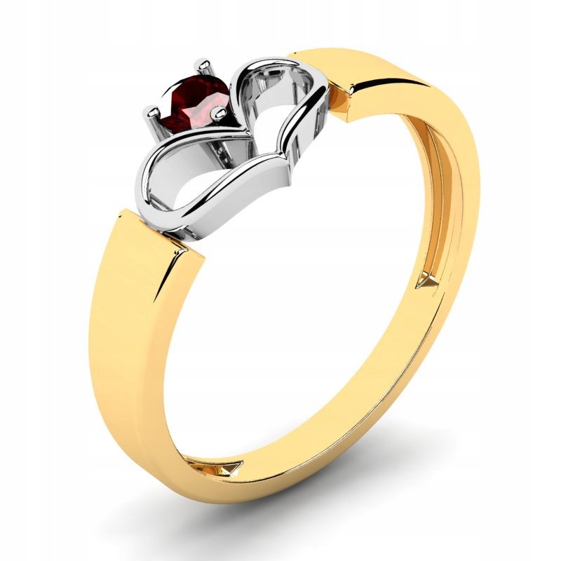 

Pierścionek Złoty Serduszko Z Bordową Cyrkonią 14K