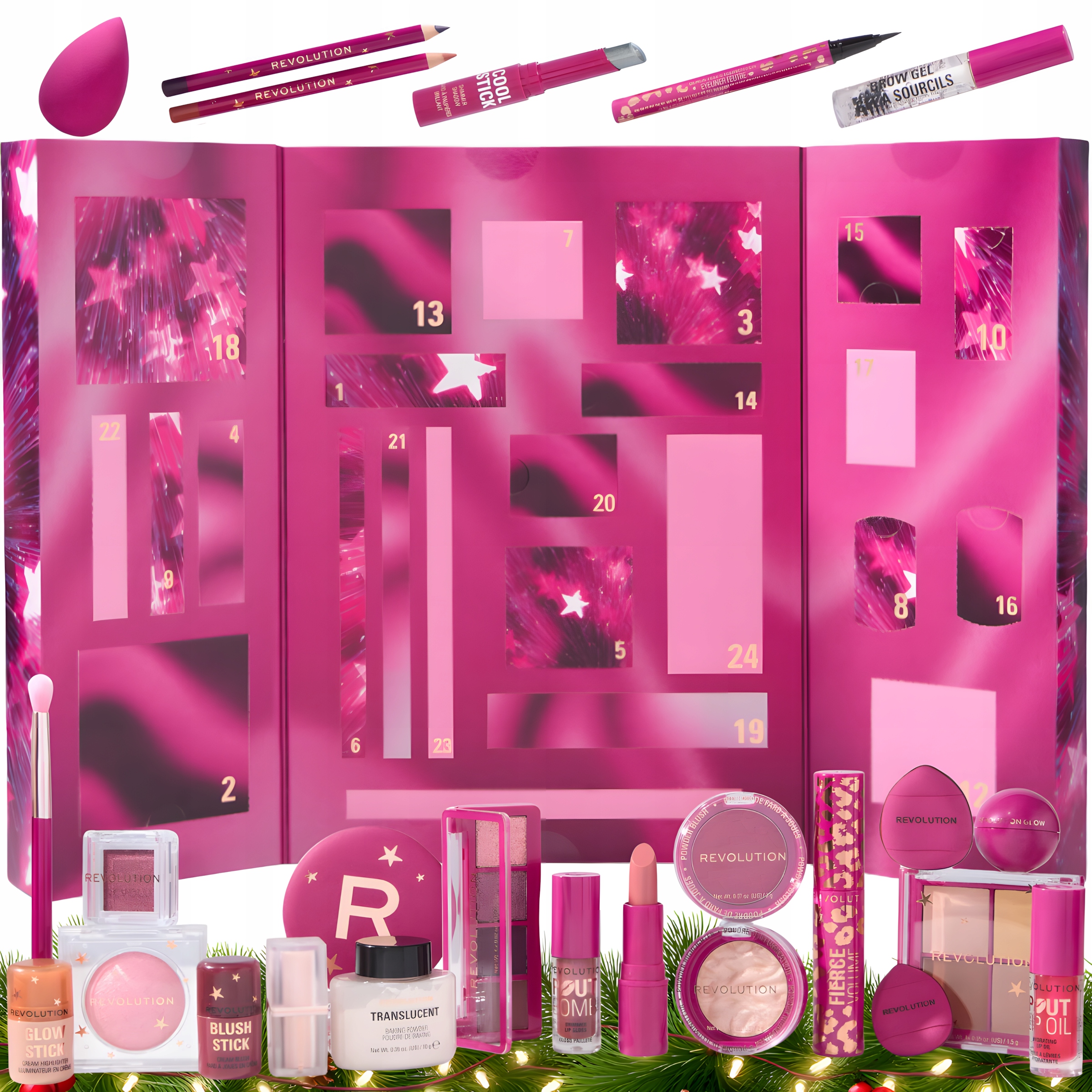 Адвент-календарь UCANBE Makeup 2025, 24 средства для макияжа: тени, блески, румяна — фото 2