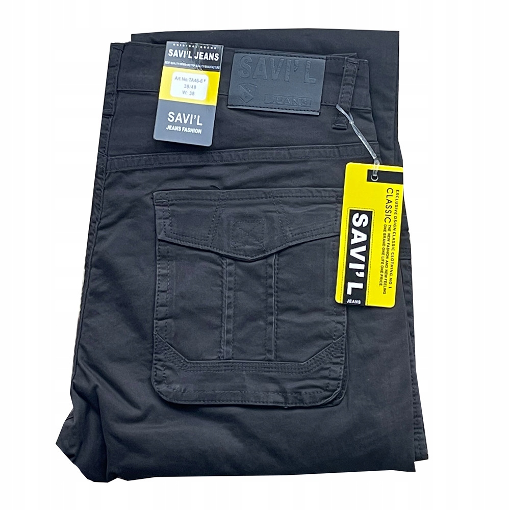 Savil Jeans kalhoty pánské TA46-6 kapsáče nadměrná velikost černá 40