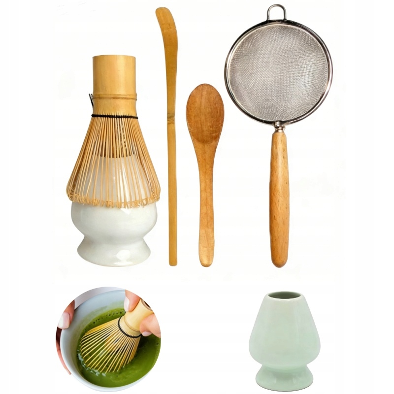 Levně Zestaw Do Herbaty Matcha 5el, Chasen, Chashaku, Miotełka, Podstawka