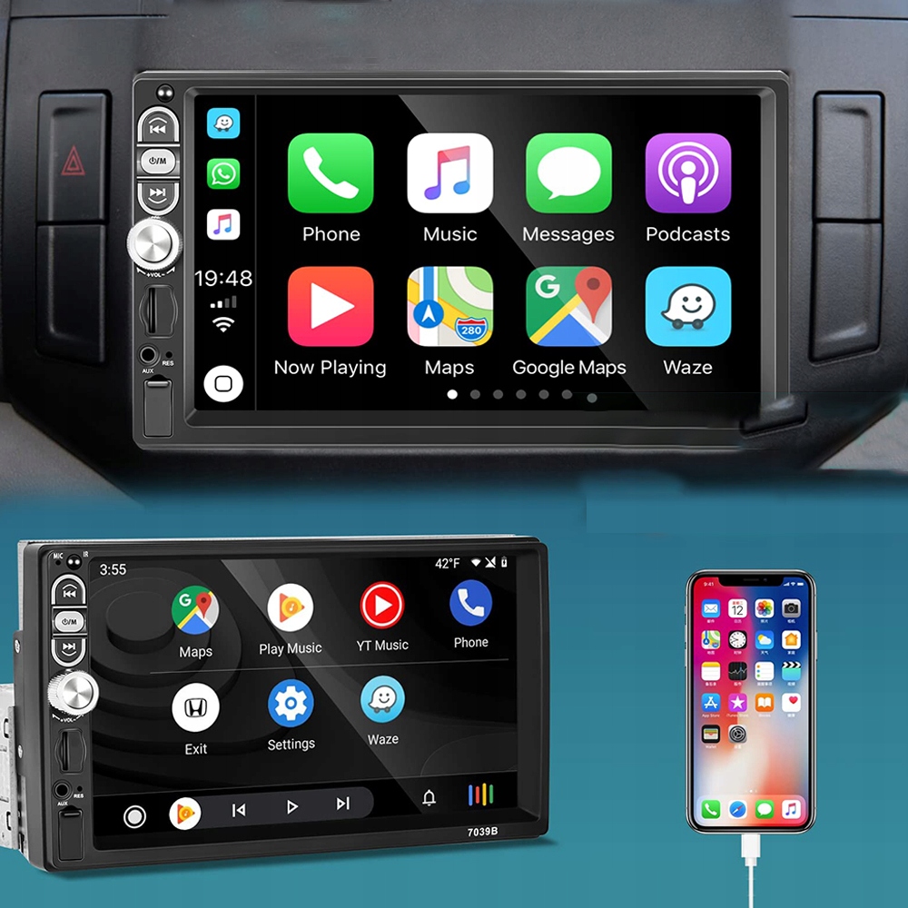 RADIO SAMOCHODOWE USB DOTYKOWE ANDROID AUTO CARPLAY MIRROR LINK Model radio