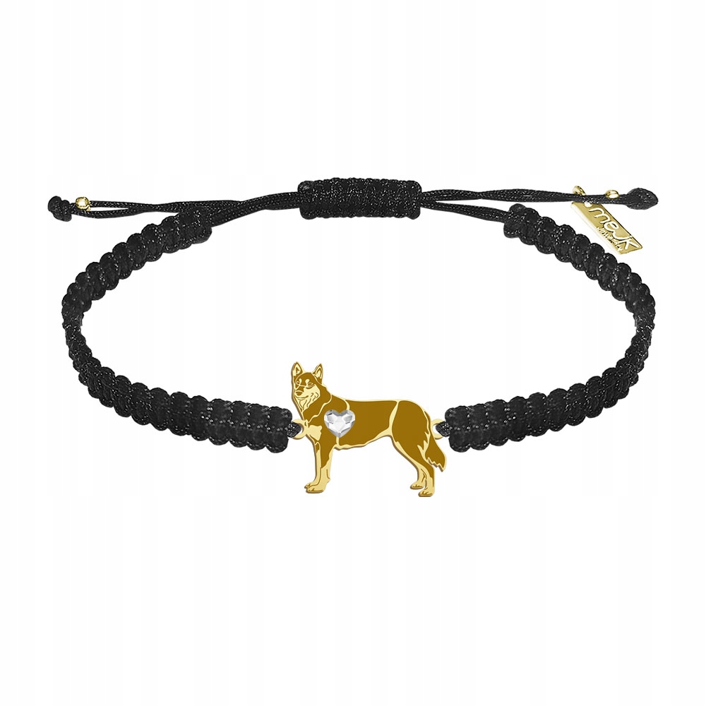 Zlatý náramek s laponským pastýřským psem 925 Žena Makramé Gravírování