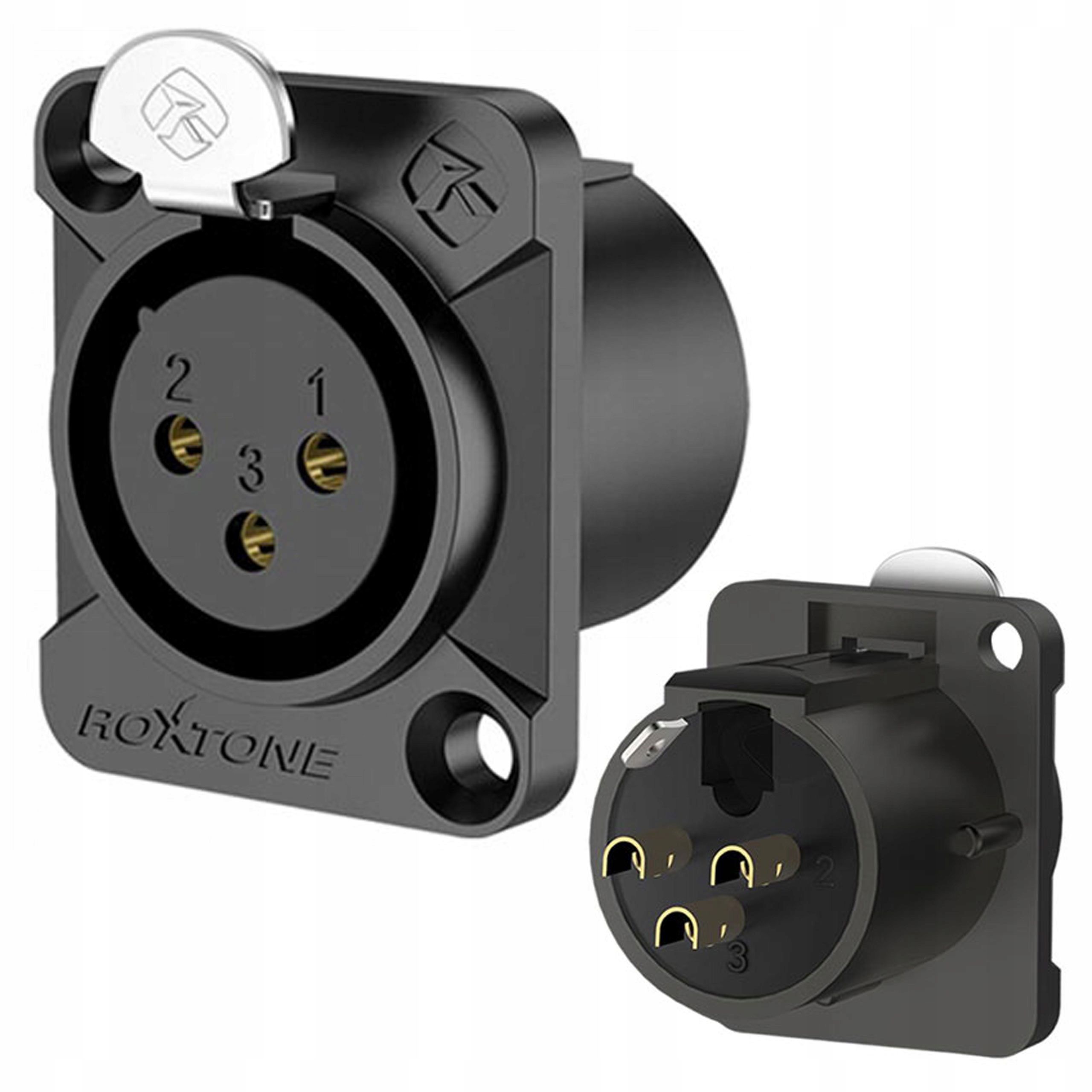 GNIAZDO XLR 3-PIN ŻEŃSKIE MONTAŻ PANELOWE ZŁĄCZE ROXTONE RX3FD-BG