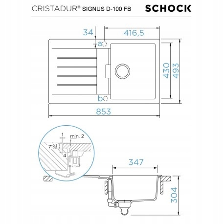 Zlew na równi z blatem Schock SIGNUS D100 FB Magma Marka inna