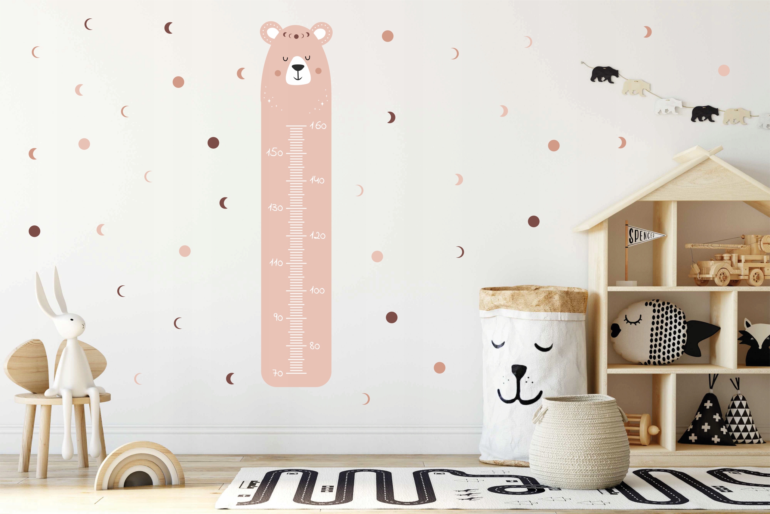 naklejka MIARKA WZROSTU dla dzieci miś naklejka na ścianę 30x130 cm Bohater Inny