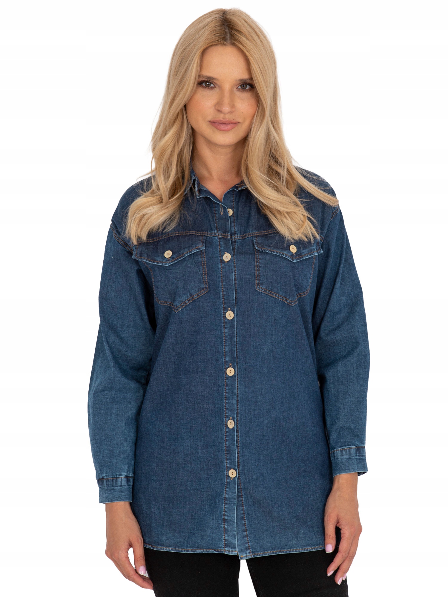 

Koszula damska jeansowa z kieszeniami - XL