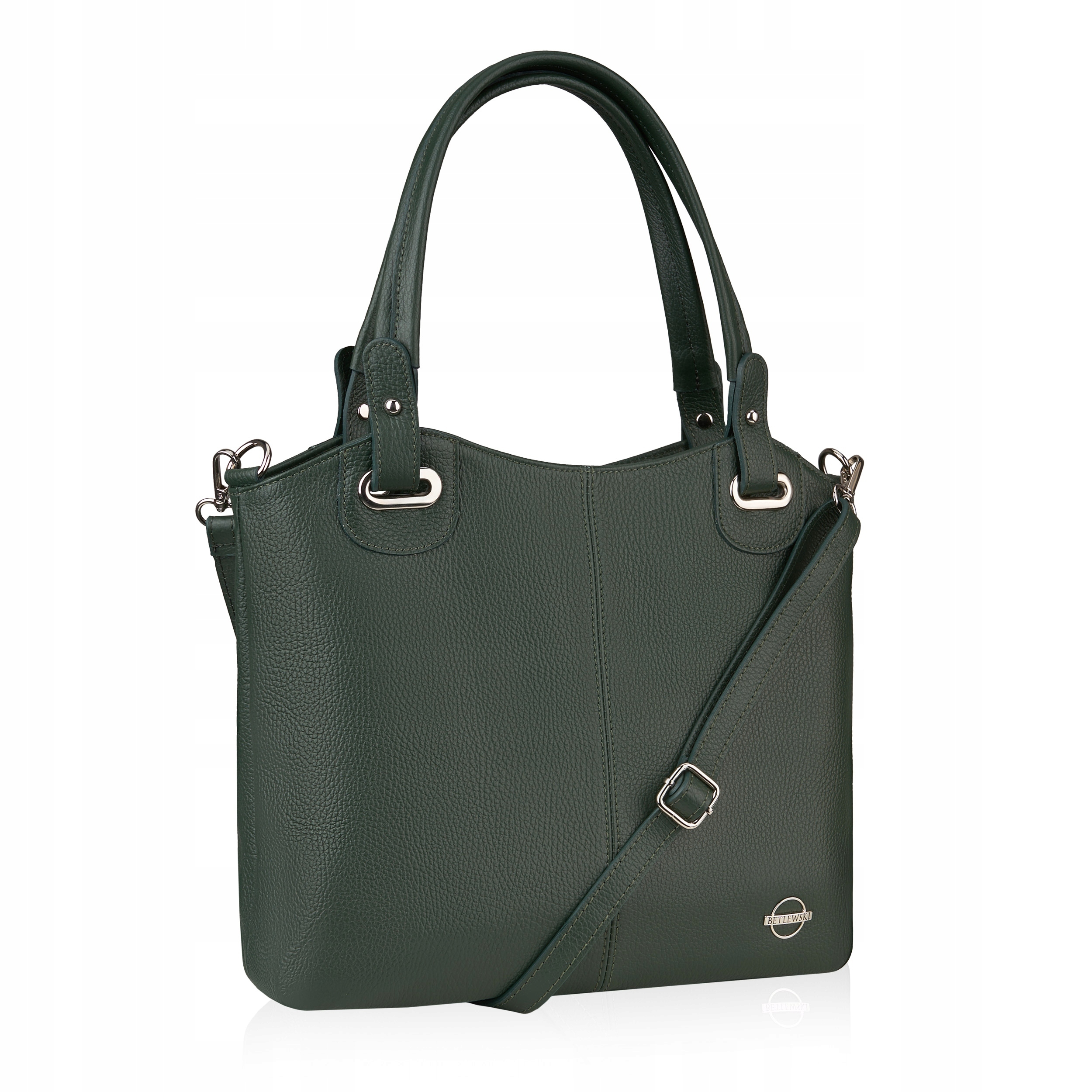 Betlewski Torebka damska ze skóry naturalnej klasyczna groszkowa faktura