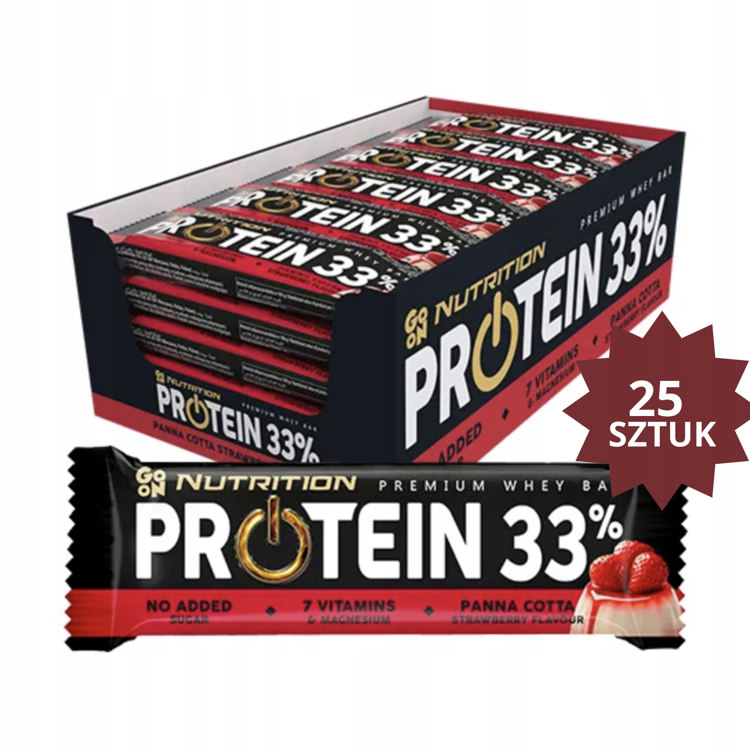 Baton proteinowy Go on 33% Nutrition Sante panna cotta truskawka 25sztx50gr