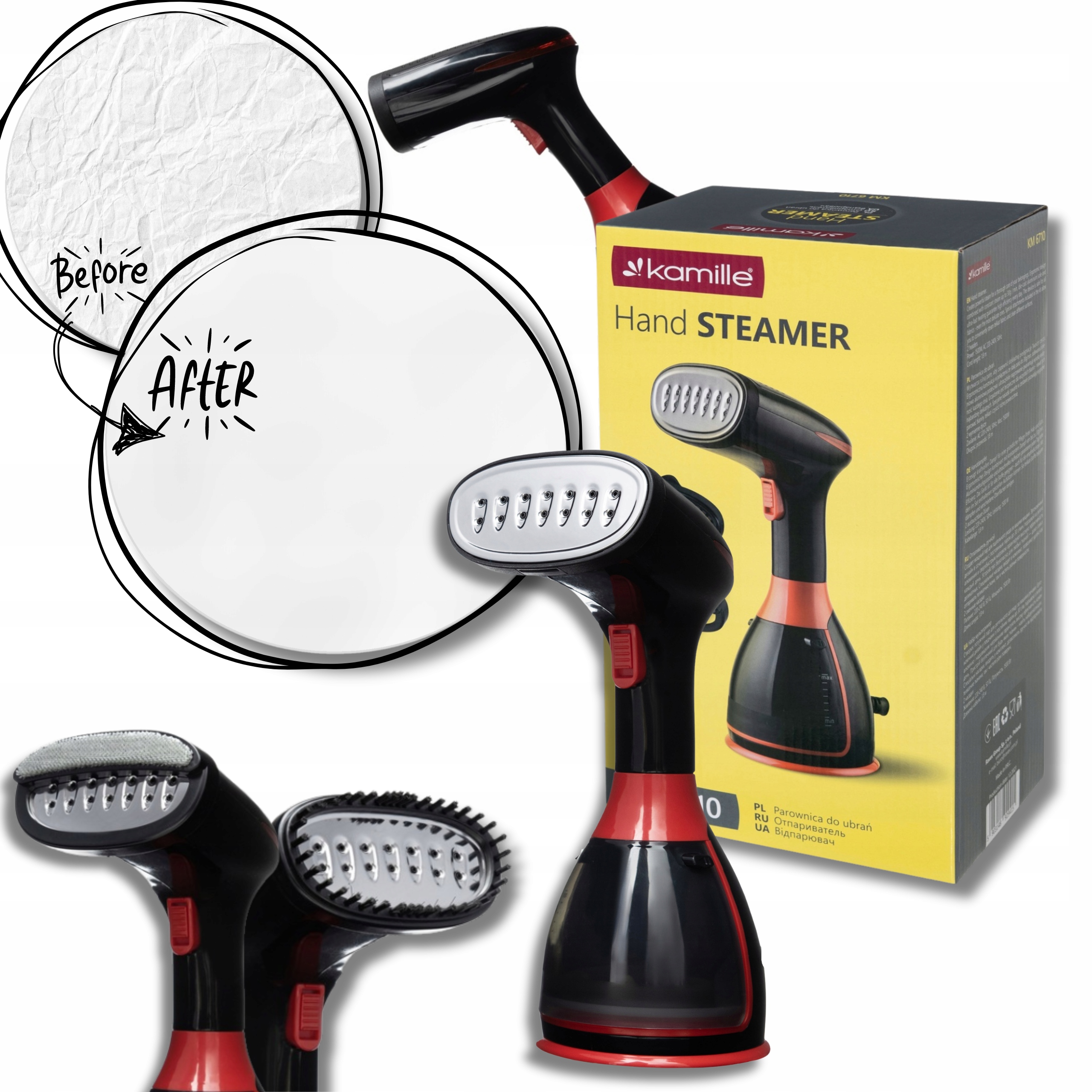 Napařovač oděvů Žehlička parní Steamer Kamille