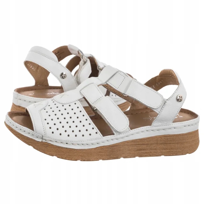 Dámské kožené sandály Maciejka Bílé L6847-11/00-1 Bílá