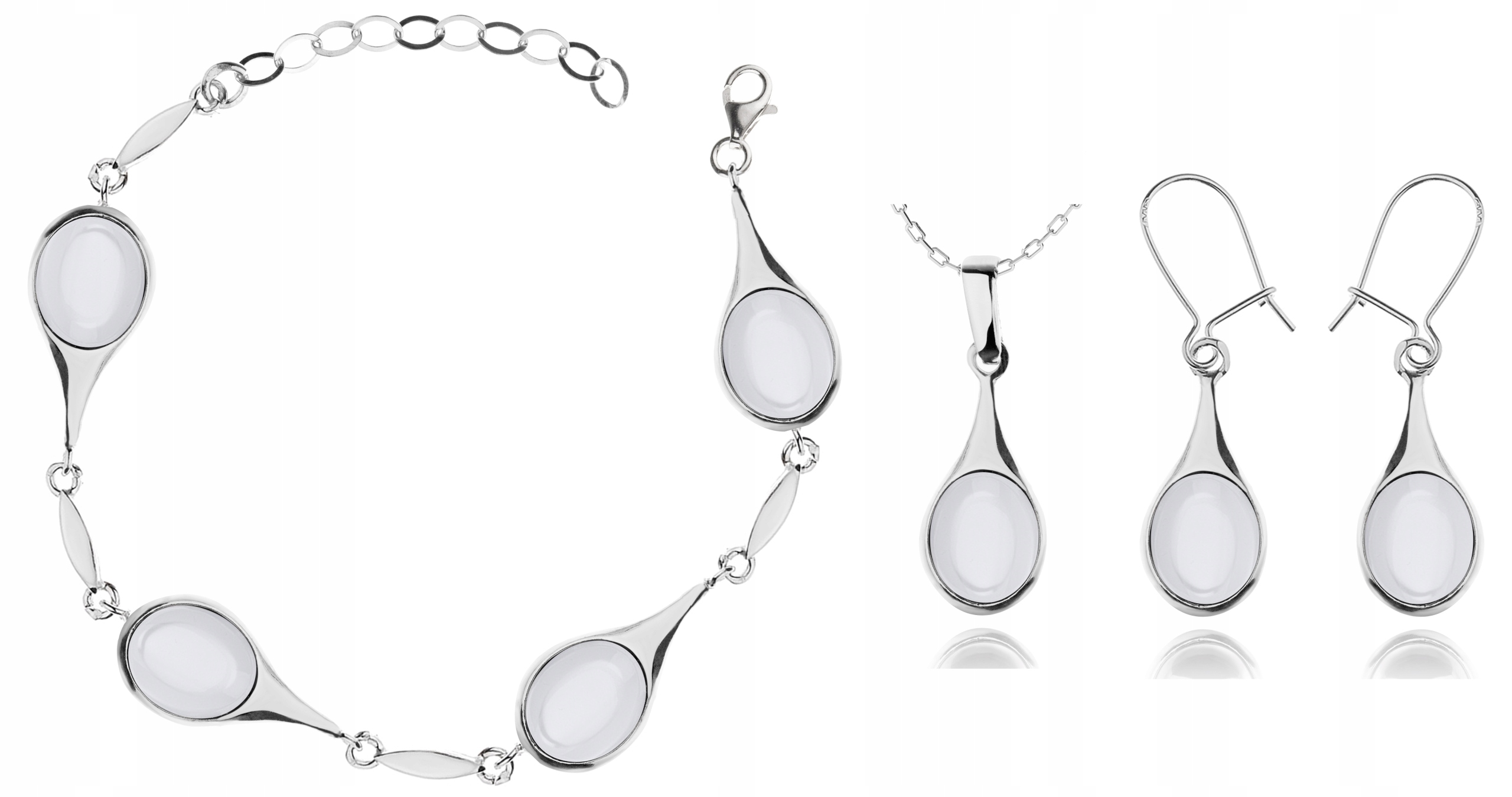 

Komplet Biżuterii Srebrnej Z Masą Perłową Pr. 925