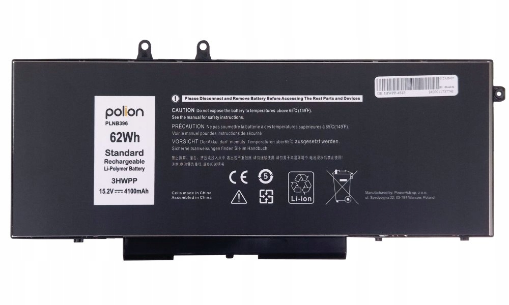Trx Baterie Polion 3HWPP pro notebooky Dell 451-BCKB 451-BCNS Latitude 5401