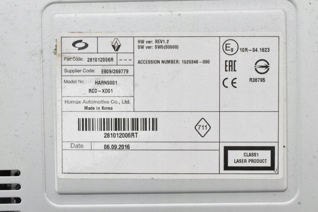 CARICATORE CD PLYT CD 281012006R RENAULT TALISMAN 1 e 12-20
