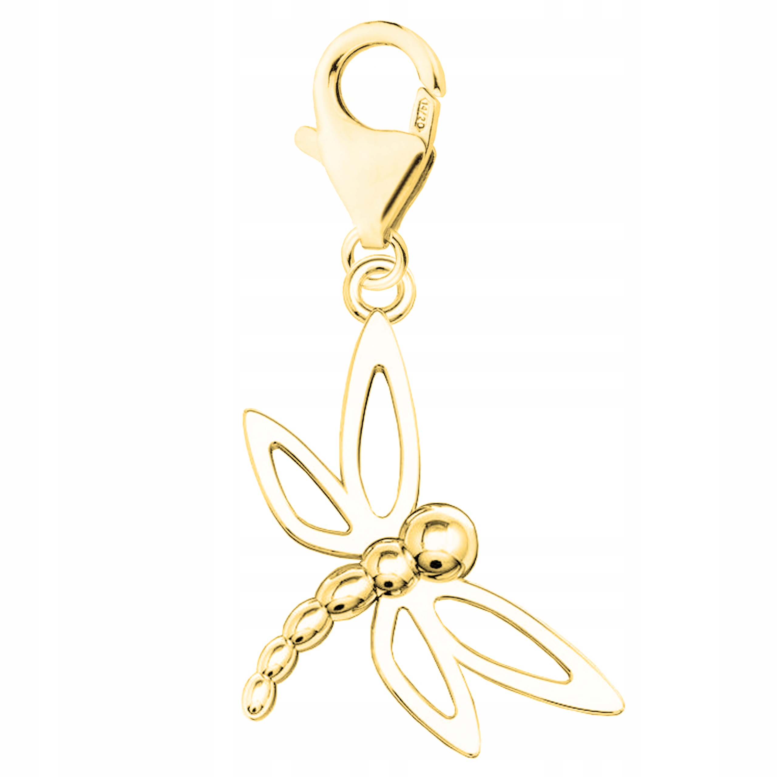 Zlatý přívěsek Karabinka s vážkou Hmyz Motýlek Stříbro 925