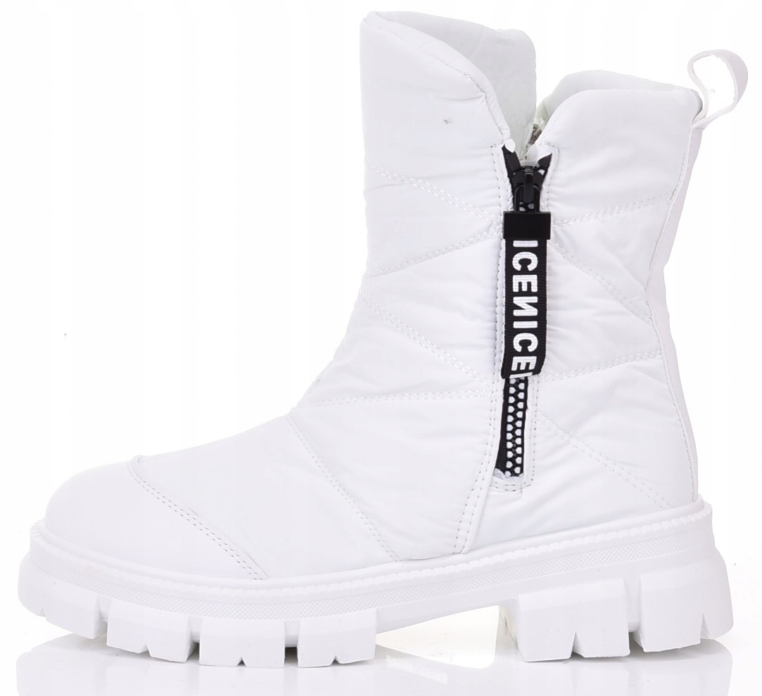 DAMSKIE ŚNIEGOWCE OCIEPLANE BUTY ZIMOWE Z FUTERKIEM BARDZO CIEPŁE Kolor biały