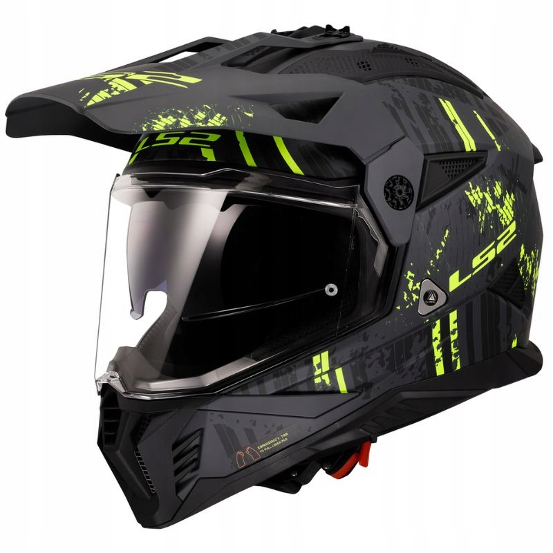 Motocyklová Prilba Atv Cross Štvorkolka LS2 MX702 Pioneer II Crazy Black H-v Yel S