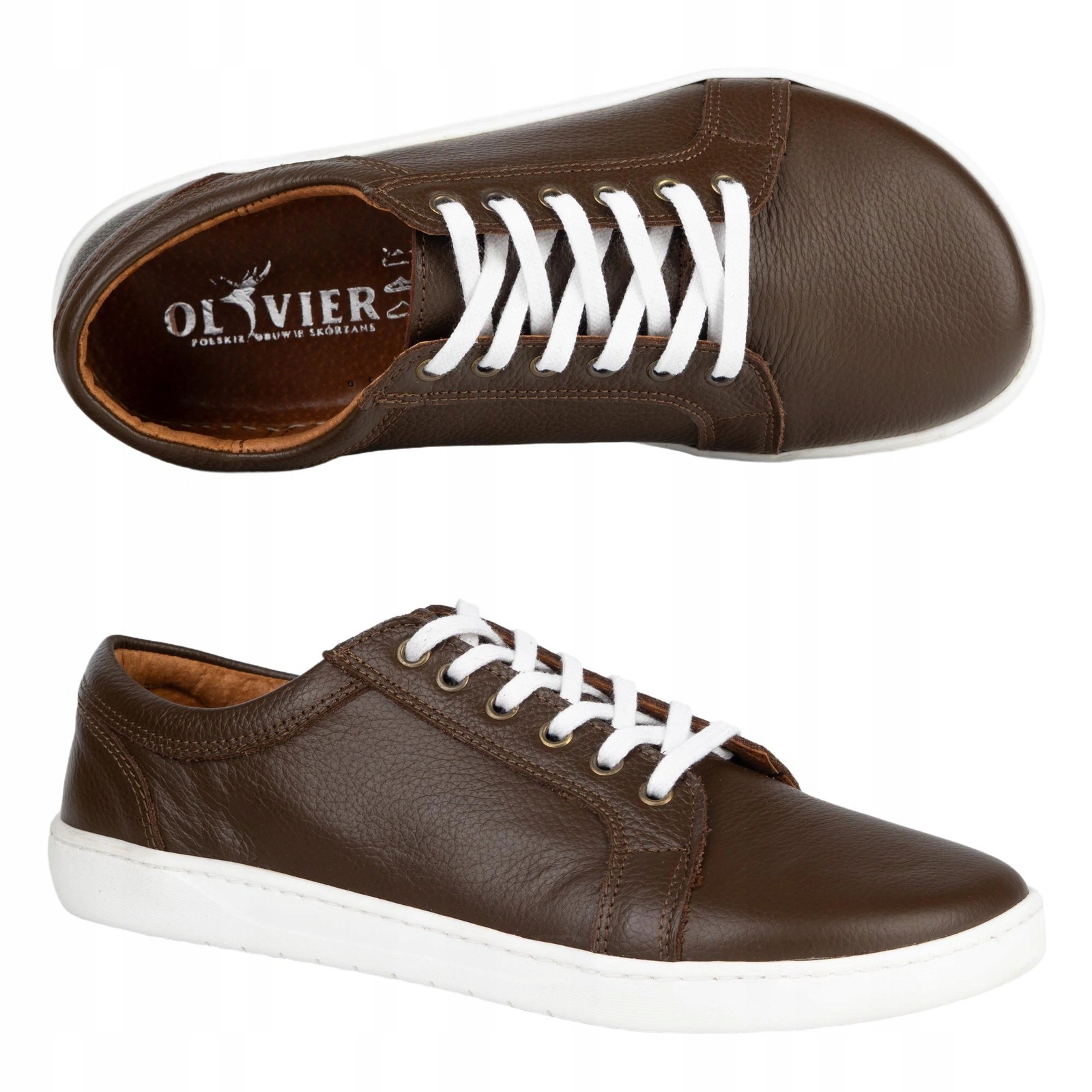 Pánské kožené barefootové boty Olivier 106BF hnědé 46